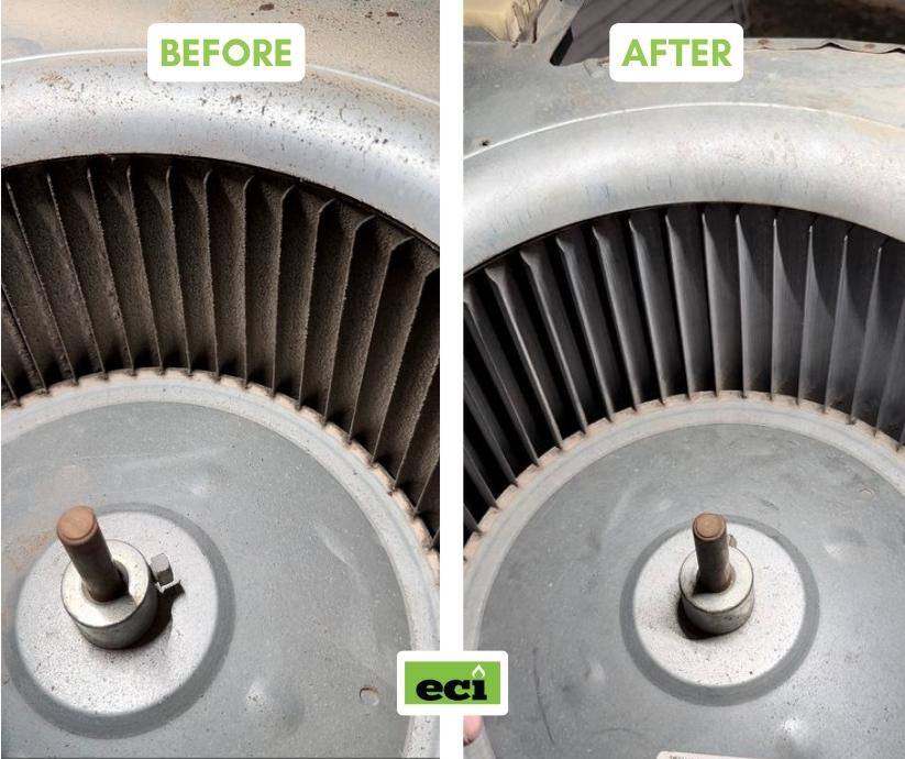 Blower motor cleaning before and after
